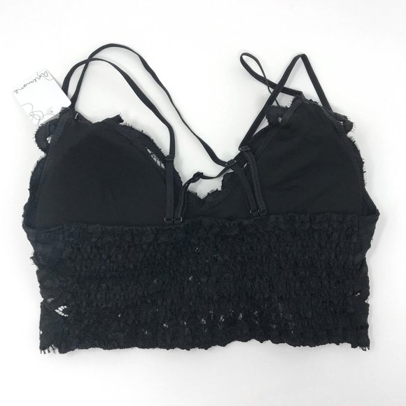 Black Crochet Lace Long Line Bralette - Picture 9 of 12